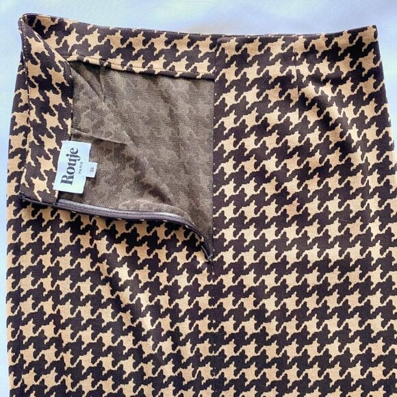 ROUJE PARIS SIDONIE KNIT MIDI PENCIL SKIRT IN BROWN AND TAN - S (38) - Picture 10 of 11